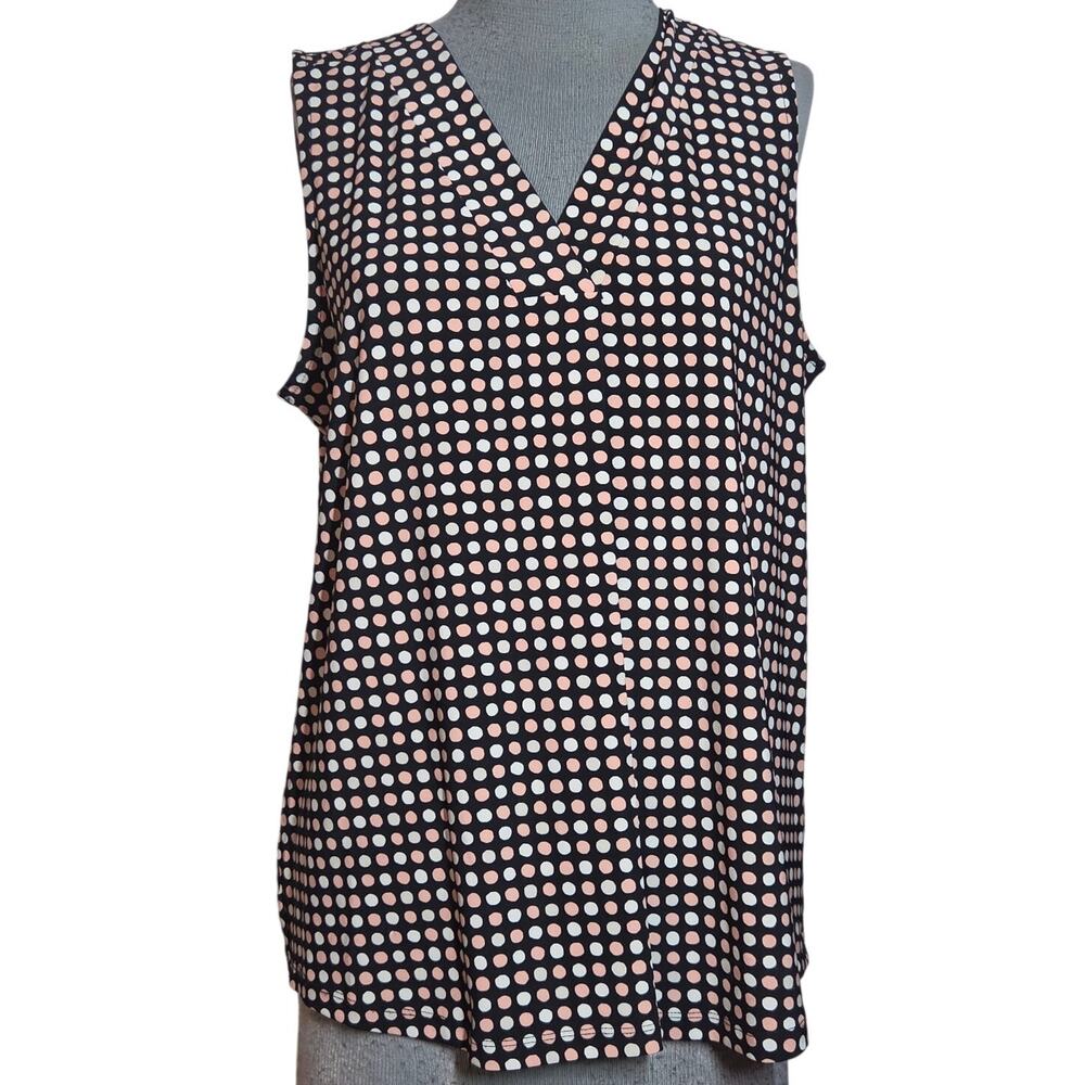 Anne Klein Poka Dot Sleeveless Blouse Size Medium